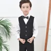 Herrvästar barns svarta kostym Vest Flower Boy Dress Piano Performance British Style Shool Party Solid Color Waistcoat