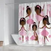 Toilettensitzabdeckungen rosa Ballettkleid Girls 3D Druckhäuser Badezimmerabdeckungssets wasserdichte Duschvorhang Matten Teppich Teppichs Anzüge