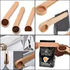 Spoons Flatware Kitchen Dining Bar Home Garden Spoon Wood Coffee Scoop With Bag Clip Tablespoon Solid Beech Wooden Measuring Scoops