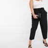 Pantalon grande taille cravate taille élégant travail bureau sur mesure femmes poche côtés noir effilé cheville pantalon grand 6XL 7XL