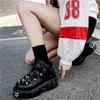 Boots Punk Style Women Sneakers Lace up 6cm Platform Shoes Woman Climbers Female Casual Flats Metal Decor Tennis Feminino 220901