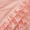 Bedding Sets Korean Princess Lace Bed Skirt Pillow Case Duvet CoverBedding 4 Pcs Set Pure Color Orange Rose Jade Pink Quilt Cover