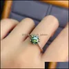 Cluster Rings Cluster Rings Sier 925 Original Diamond Test Past Brilliant Cut 1 Green Moissanite Snowflake Ring For Teen Girls Gemst Dhuvx