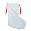 Sublimation Christmas Candy Bag White Blank Stockings Cotton Linen Socks Thermal Transfer Short Plush Gift Bags A02