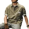 Chemises décontractées pour hommes T-shirt cargo pour hommes rétro lâche manches courtes boutons chemise harajuku col rabattu chemisier camisa masculina