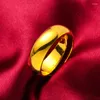 Cluster Ringe 1 Paar Für Mann Frauen 24 Karat Gold Farbe Glatte Fingerring Einstellbar Anillo Bague Femme Hochzeit Schmuck Zubehör Geschenke