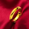 Anillos de racimo 1 par de para hombre mujer 24K Color oro Anillo de dedo liso ajustable Anillo Bague Femme accesorios de joyería de boda regalos