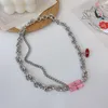 Girocollo 12 Pz / lotto Collana di Pietre Preziose Rosa Femminile Estate Luce Lusso Nicchia Personalità Splicing Clavicola Catena Ins Design Anello Per Le Donne