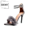 Zapatos De Mujer sandales femmes chaussures été femmes femme talon haut mode peau De serpent motif plume bout ouvert grande taille