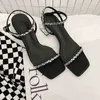 Tjock High Heel Thin Belt Sandals for Women Spring Summer New Designed Metallic Luster Crystal Sequins Decoration Shoes 220711