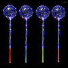 Decoração de festa 10pcs 20 polegadas Balões LED Light Up Bobo Balaons Glow Plashing Handle Balloon Clear Bubble para decoração de aniversário de Natal