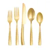 Dinnerware Sets Luxury Tableware Set 304 Stainless Steel Plating Gold Cutlery Knife Fork Black Cutleries Western 5pcs