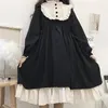 Robes décontractées 2022 japonais col rond taille haute contraste couleur robe Harajuku Style doux Kawaii Lolita femmes mignon à volants