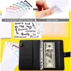 A6 PU Leather Budne Binder Notevice Occondes System مع جيوب الموثق للحصول على ميزانية توفير الميزانية.