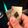 Metal Playing Cards Jet Lighter Unusual Torch Turbo Butane Gas Lighters Creative Windproof Outdoor Lighter Funny Toys For Men