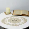 Bord mattor 2x ovala broderade spetstyg transparent placemat kaffemöbler möbler täcker trasa beige