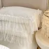 Bedding Sets Chic Ruffle de renda de renda branca capa de luxo de luxo 1200TC Egito algodão 4pcs Soft edredom lençol de candelque de cama