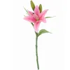 Fleurs décoratives 5pcs / lot PVC Real Touch Silk Lily 3 Têtes Fleur Artificielle Pour La Décoration De La Maison Décor De Mariage Accessoires De Scène Faux Bouquet