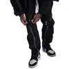 Men's Pants Men Casual Techwear Streetwear Joggers Zipper Black Harem