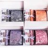 Bow Ties Luxury Men's Silk Neckties Paisley Floral Set For Men Tie CuffLinks Hanky Clip Gift Box Packing Wedding