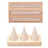 Jewelry Pouches 2 Pcs Wooden Earring Bangle Display Stand Ring Holder Rack Showcase Organizer Tray