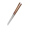 Ужина для обеда с ручкой из нержавеющей стали с деревянной ручкой палочки для палочки