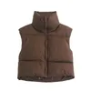 Gilet da donna Giacca senza maniche alla moda Stile corto Autunno Inverno Donna Gilet imbottito con cerniera imbottita in cotone Streetwear Gilet per donna