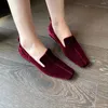 Botlar Düz Renkli Kadın Loafers Kare Toe Siyah Bej Şarap Kırmızı Düz ​​Düşük Topuklu Sığ Kaymaz Elbise Ayakkabı Sonbahar Yürüyüş Dansı