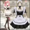Black Cute Lolita Maid Costumes French Maid Dress Girls Woman Amine Cosplay Costume Waitress Maid Party Stage Costumes T200713