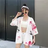 Blouses pour femmes coréen Kawaii Kimono Cardigan rétro imprimé plage couvrir Cosplay petit haut femme Harajuku Streetwear Vintage femmes Blouse