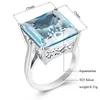 Cluster Rings High Quality Silver 925 Real Women's Ring Aquamarine Woman Handmade Designer Rectangle Gemstone Party Vintage Jewelry