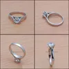 Anillos de racimo Anillos de racimo Anillo clásico elegante Woman100 925 Sterling Siers Bright 5A Zircons Propuesta de matrimonio Joyería de boda Gif Dhnak