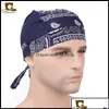 Beanie/Skl Caps Beanie/Skl Cappelli Cappelli Sciarpe Guanti Moda Aessories Mens Durag Hip-Hop Rapper Pirate Turban Cotton Hat Hea Otxo2