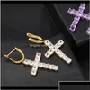 Knot Drop Delivery 2021 Luxury Designer Jewelry Women Earrings Hip Hop Jewlery Men Earings Iced Out Diamond Cross Hoop Orecchini OT4sn