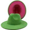 Шляпа Шляпа Шляпа Шляпа Федорас Зеленая розовая Панама Фетка для женщин джазовая церковь Топ -шап