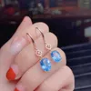 Boucles d'oreilles pendantes topaze bleu ciel pierres précieuses pendantes pour la beauté bijoux fin ornement crochet boucle d'oreille gemme naturelle fille cadeau de fête d'anniversaire