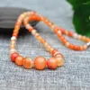 Choker Drop Natural Chalcedony Necklace Light Red Round Beads Clavicle Chain Gift For Fashion Women's Jades Jewelry