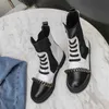 Stiefel Neue europäische und amerikanische Fanmode Einfache Farbanpassung Reißverschluss Rundkopf Punk Flat mit Chelsea Damen 220901