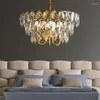 Kronleuchter, Kristall-Kronleuchter, LED, goldfarben, rund, für Wohnzimmer, Retro, luxuriös, traditionell, Esszimmer, einfarbige Beleuchtung, AC 220 V