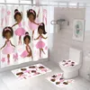 Toilettensitzabdeckungen rosa Ballettkleid Girls 3D Druckhäuser Badezimmerabdeckungssets wasserdichte Duschvorhang Matten Teppich Teppichs Anzüge