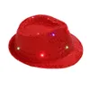 Unisex LED Jazz Hat Flashing Light Up Sequin Fancy Shiny Colorful Lights Luminous Caps Halloween Party Costume Accessories RRA353