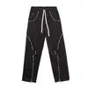 Pantalones para hombres Hombres Casual Techwear Streetwear Joggers Cremallera Negro Harem