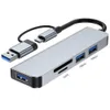 محول USB-C Hub Cable 5-in-1 Type-C لتسليم الطاقة 3 موصل قارئ بطاقة USB SD TF