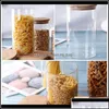 Storage Bottles Jars Container Bamboo Lid High Borosilicate Glass Kitchen Grain Sealed Freshkee Box Jar Wbf Otcv1