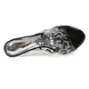 Slippers sdtrft verão ladies boatclula sapatos mulheres sandálias de leopardo transparentes 14 cm de salto alto picada de dedo do pé casual