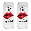 Мужские носки новая мода показное красные губы леопардовые графики женщины базовый 3D -печатный поцелуй буква смешные девушки лодыжки али smtqg