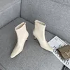 Boots Pointed Toe Women Ankle 2022 Arrivals Black Beige Khaki Winter Autumn Sock Booties Back Zipper Pumps
