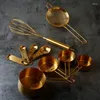 Bakeware Tools 10 Piece Baking Set Gold Cooking and redskap Rostfritt stål Rose Mätkoppar Spoons Set