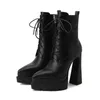 Boots 2022 New Sexy Super High Heel Fashion Women Zipper Punch Shoe Lace Up Large Size Nude Woman Shoes Heels 220901