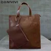 Evening bag Vintage Mens Handbags And Purses Leather Briefcase Man Hand Shoulder Bags For Men Laptop Casual Tote Sac A Main bolso De Hombre 220728